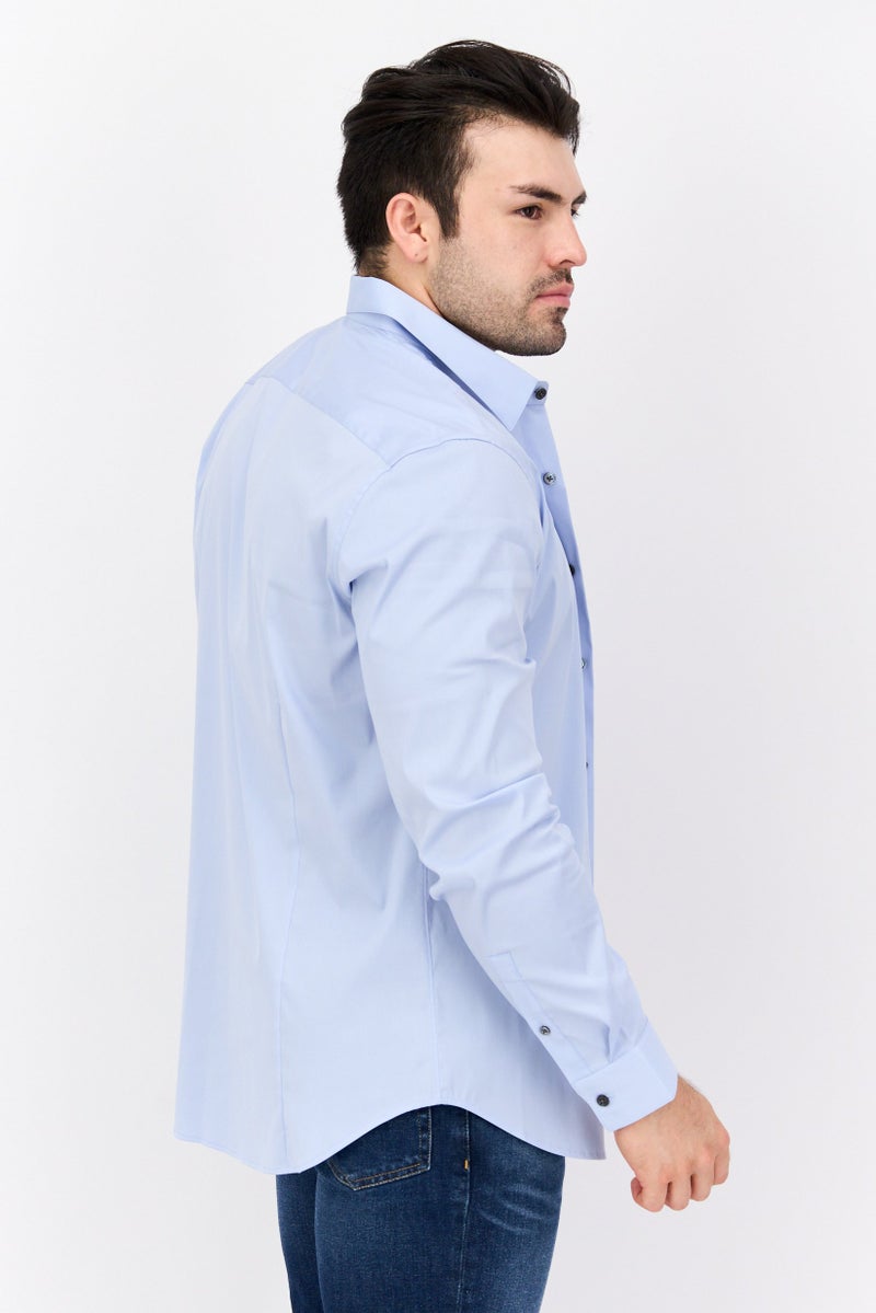 Theory Men Regular Fit Solid Long Sleeves Casual Shirt, Blue - Image 2
